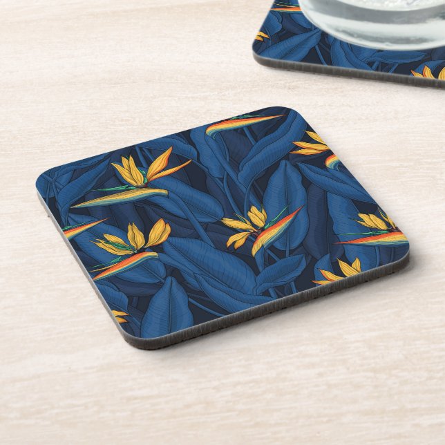 Night bird of paradise garden 2 coaster (Left Side)