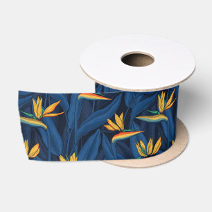 Night bird of paradise garden 2 satin ribbon