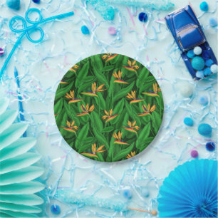 Night bird of paradise garden paper plate
