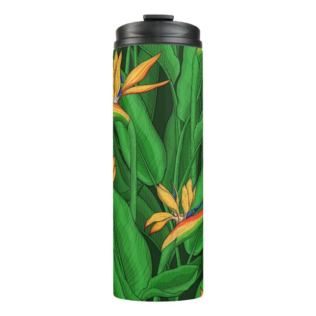 Night bird of paradise garden thermal tumbler (Front)