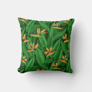 Night bird of paradise garden throw pillow