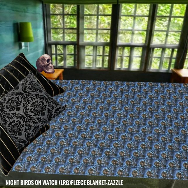 Night Birds On Watch Fleece Blanket (Creator Uploaded)