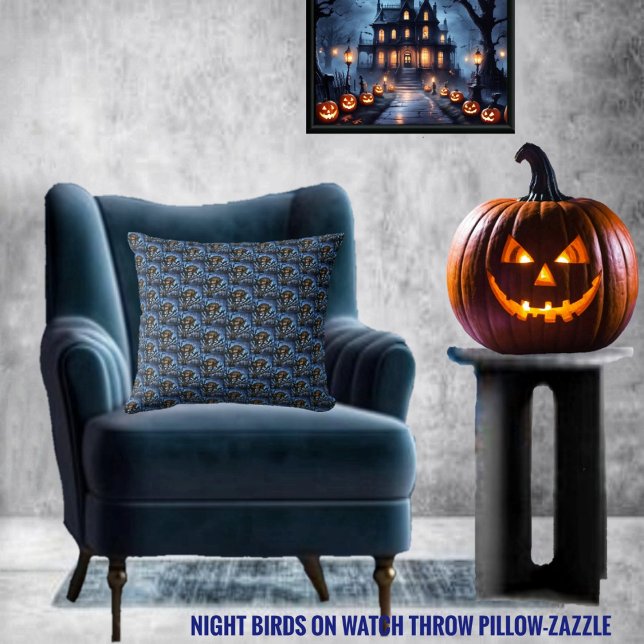 Night Birds On Watch Throw Pillow (Creator Uploaded)