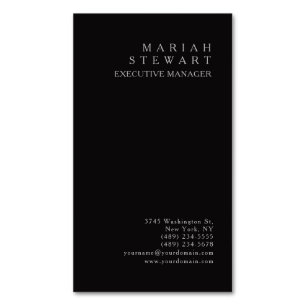 Night Black Minimalist Elegant Modern Plain Magnetic Business Card