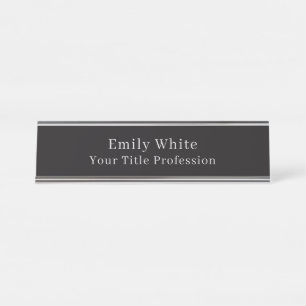 Night Black Plain Elegant Professional Modern Desk Name Plate