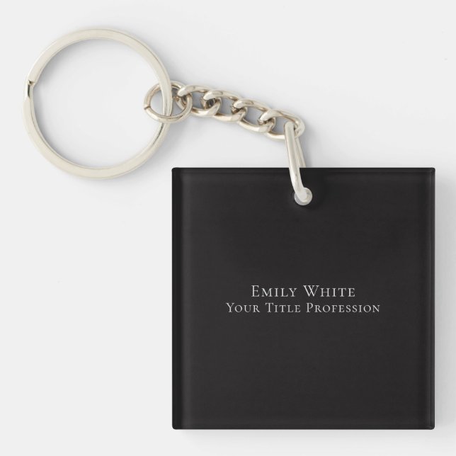 Night Black Plain Elegant Professional Modern Keychain (Front)