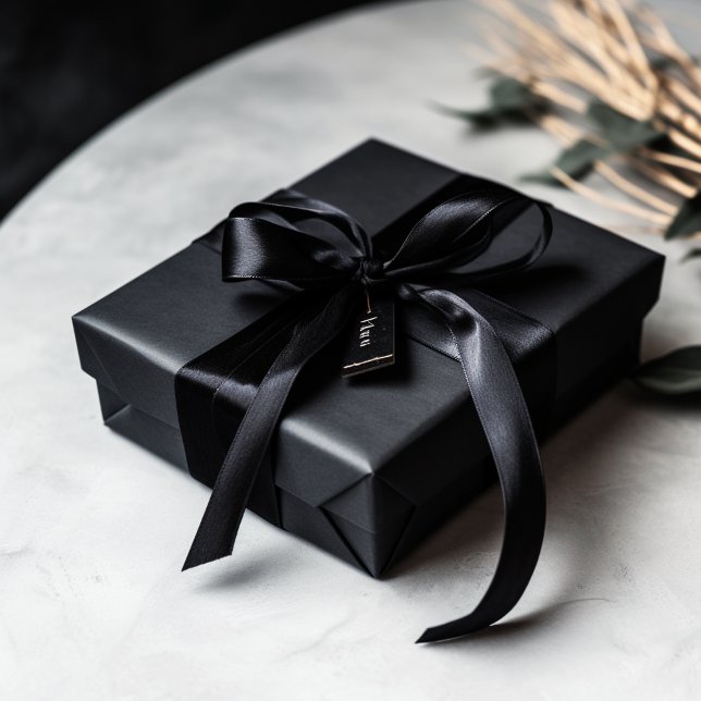 Night Black Solid Colour Satin Ribbon (Creator Uploaded)