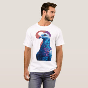 Night Bloom Pigeon – Botanical Gradient Illustrati T-Shirt