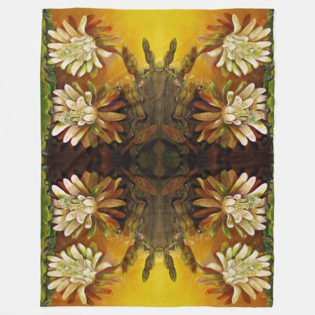 Night-blooming cereus - cactus blossom fleece blanket (Front)