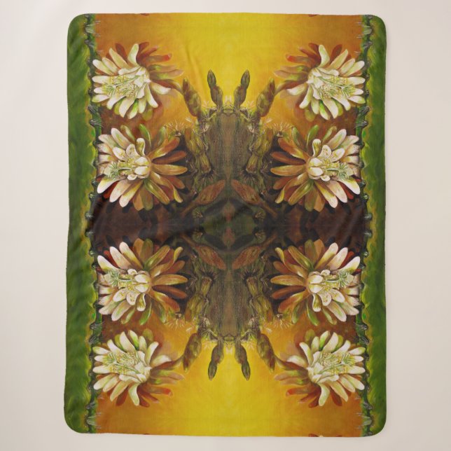 Night-blooming cereus - cactus blossom sherpa blanket (Front)