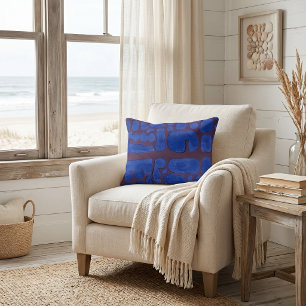 Night Blue Abstract Vintage Art Accent Pillow