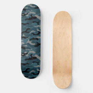 Night Blue Camo Camouflage Skateboard