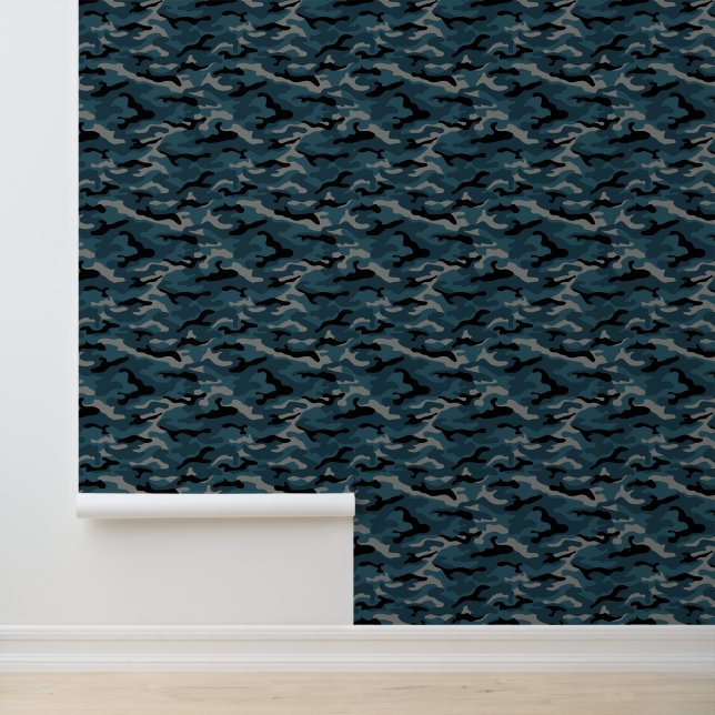 Night Blue Camo Camouflage Wallpaper (Application)
