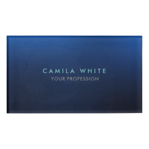 Night Blue Elegant Professional Classy Business Name Tag