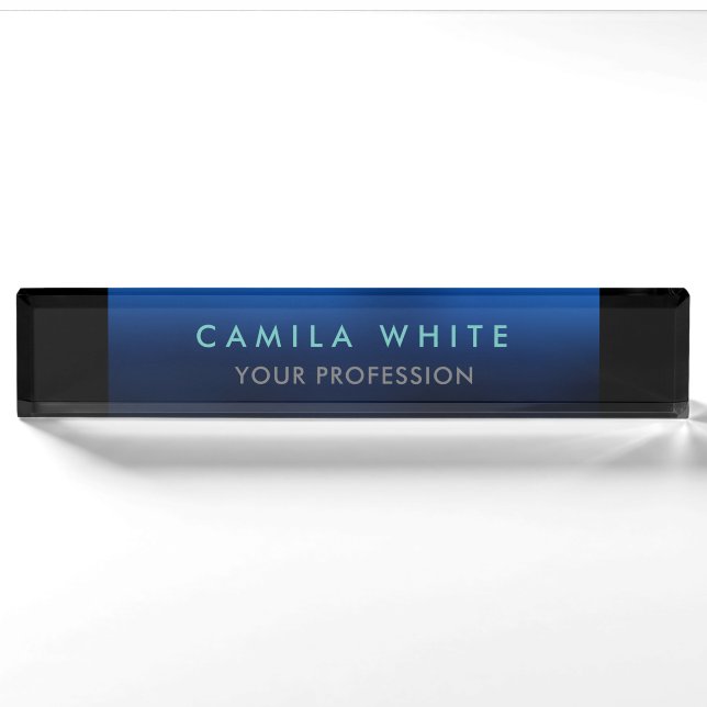 Night Blue Elegant Professional Classy Business Nameplate (Front)