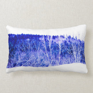 night-blue forest bright in snow lumbar pillow
