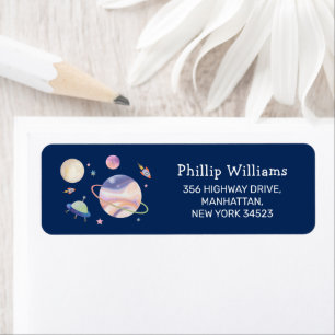 Night Blue Galaxy Boy Baby Shower Return Address