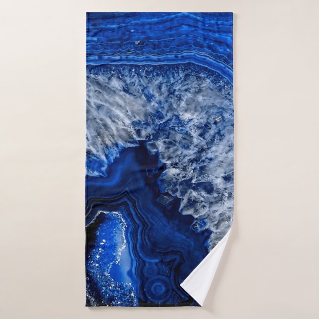 Night Blue Indigo Agate Mineral Quartz Gemstone Bath Towel Set (Bath Towel)