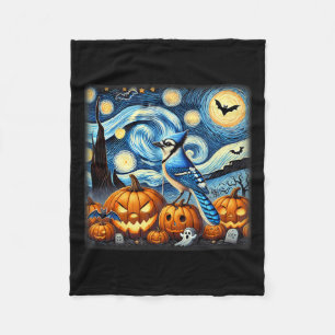 Night Blue Jay Halloween Fleece Blanket