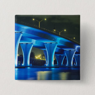 Night bridge at Port of Miami, Florida 2 Inch Square Button