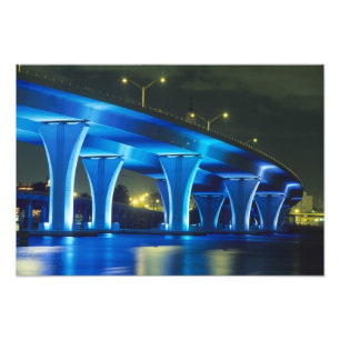 Night bridge at Port of Miami, Florida Photo Print