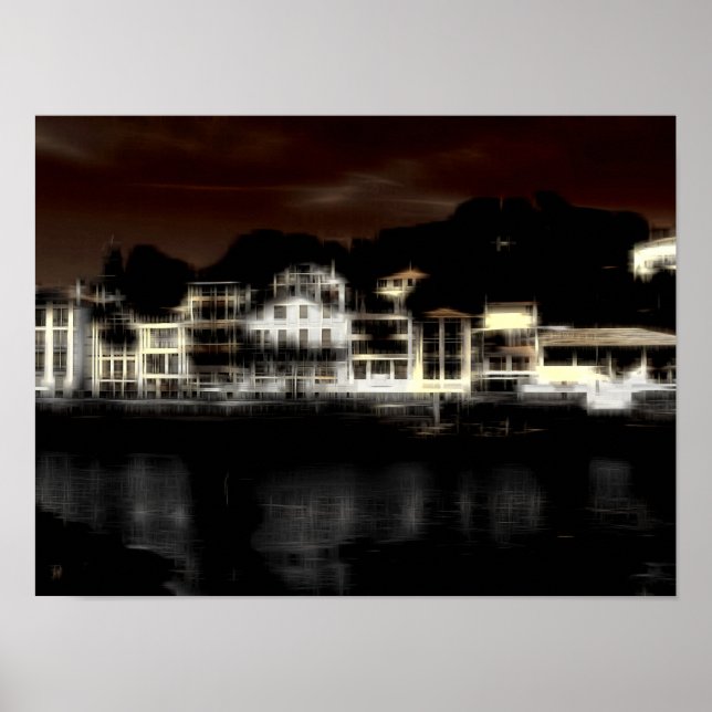 Night buildings digital effect of style impression poster (Front)