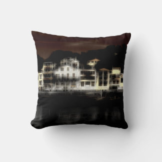 Night buildings digital effect of style impression throw pillow