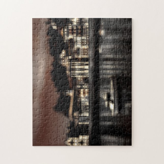Night buildings digital effect style "impression"  jigsaw puzzle (Vertical)