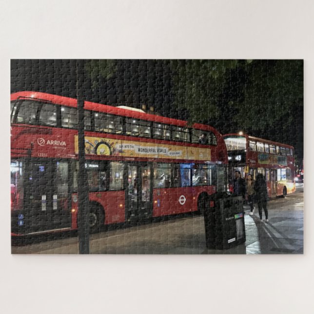 Night Buses, Angel Islington, North London UK Jigsaw Puzzle (Horizontal)