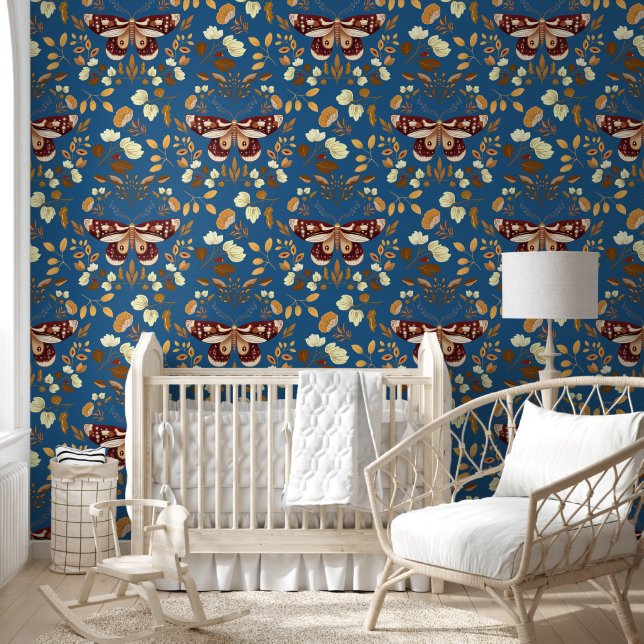 Night Butterfly Brown Moth on Dark Blue Wallpaper (Kids)