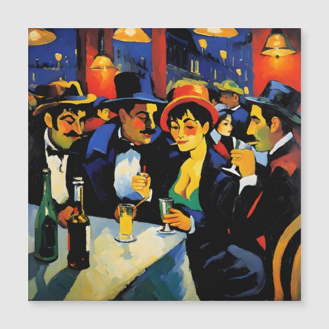 Night Café in Paris, 1900: Vibrant Oil Painting (Front)