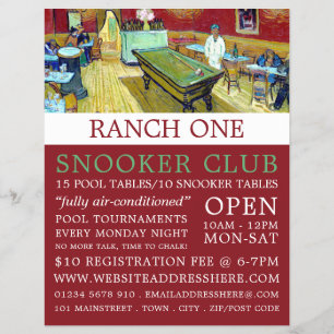 Night Café, Van Gogh, Pool Club, Snooker Club Flyer