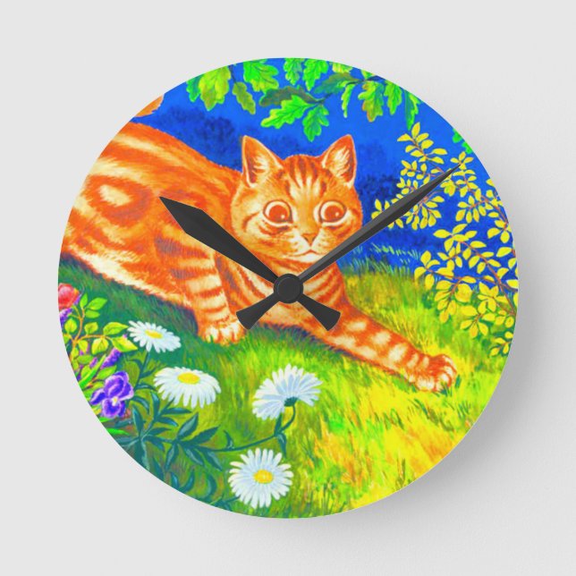 Night Cat Round Clock (Front)