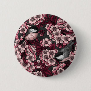 Night cherry garden 2 inch round button