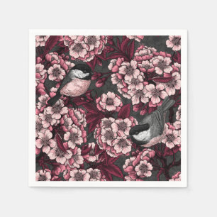 Night cherry garden napkin