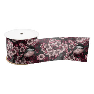 Night cherry garden satin ribbon