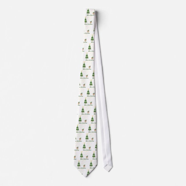 Night Christmas Scene with Cute Monkey Tie (Front)