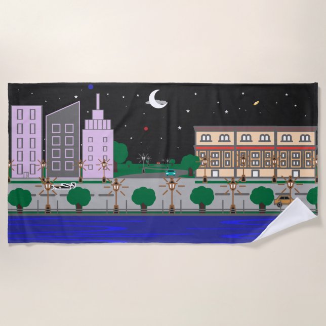 Night City Beach Towel (Front)