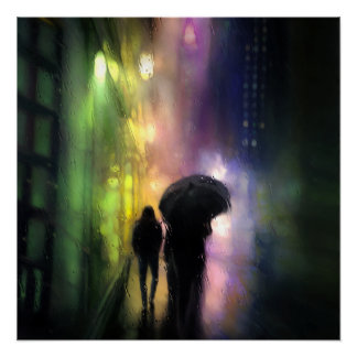 NIGHT CITY RAIN PRINT