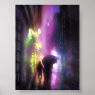 NIGHT CITY RAIN PRINT
