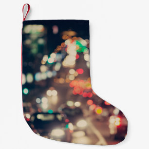 Night City: Retro Blurred Lights. Small Christmas Stocking