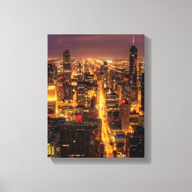 Night cityscape of Chicago Canvas Print (Front)