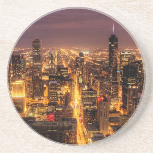 Night cityscape of Chicago Coaster