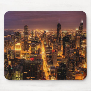 Night cityscape of Chicago Mouse Pad