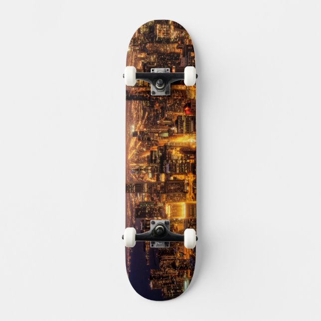 Night cityscape of Chicago Skateboard (Front)