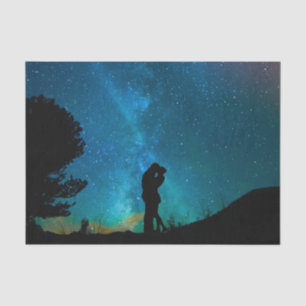 Night Couple Kissing Romantic Colourful Starrry Tissue Paper