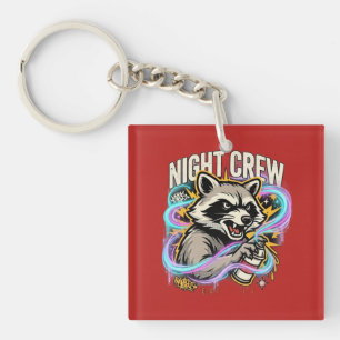 Night Crew Raccoon Graffiti T-Shirt Keychain