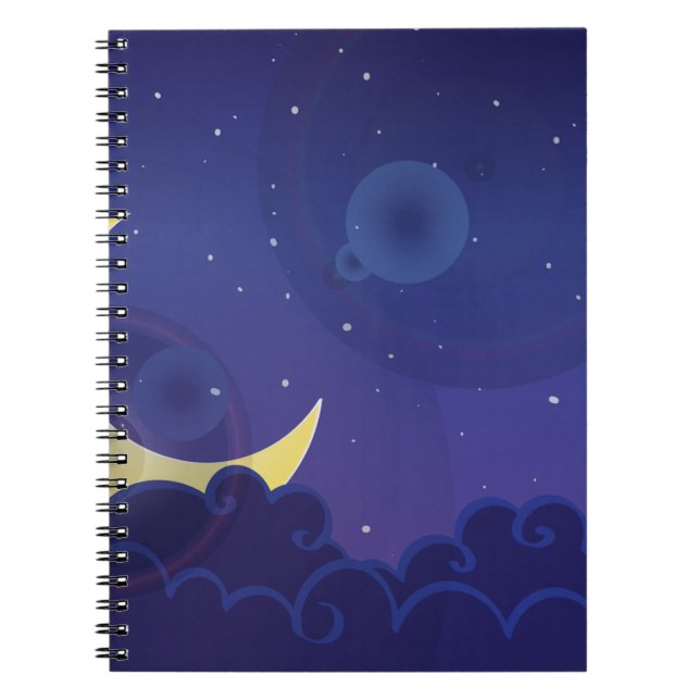 Night day dusk moon midnight blue notebook (Front)