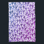 Night Desert Saguaro Cacti Pattern Watercolor Kitchen Towel<br><div class="desc">Decorate your kitchen with this purple and blue watercolor cacti towel. Makes a great housewarming or wedding gift! 
You can customize it and add text too.
Check my shop for lots more colours and patterns!</div>