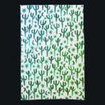 Night Desert Saguaro Cacti Pattern Watercolor Kitchen Towel<br><div class="desc">Decorate your kitchen with this green and blue watercolor cacti towel. Makes a great housewarming or wedding gift! 
You can customize it and add text too.
Check my shop for lots more colours and patterns!</div>